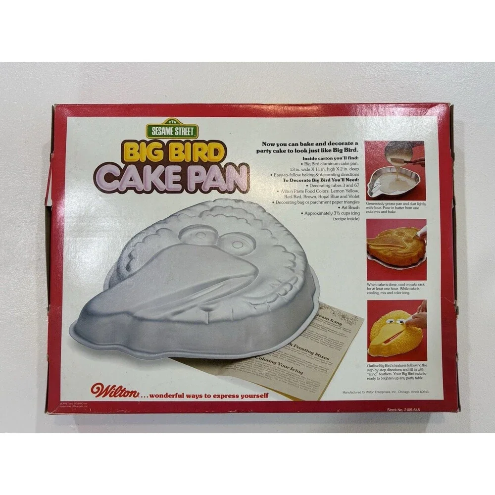 Vintage Big Bird Cake Pan Wilton Sesame Street In Box Baking Mold Retro Kitchen